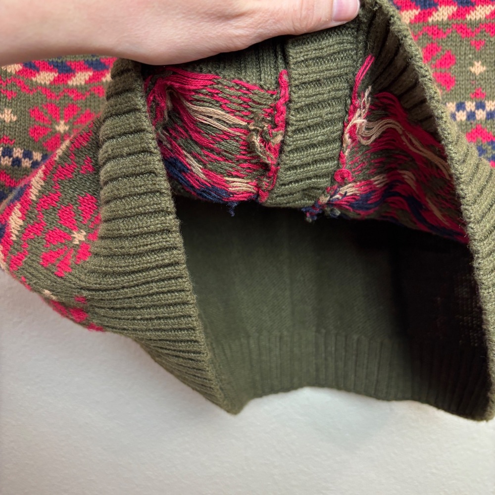 Vintage Catalina Fair‎ Isle Sweater Vest Womens Large Olive Green Pink Granny L - Picture 9 of 11